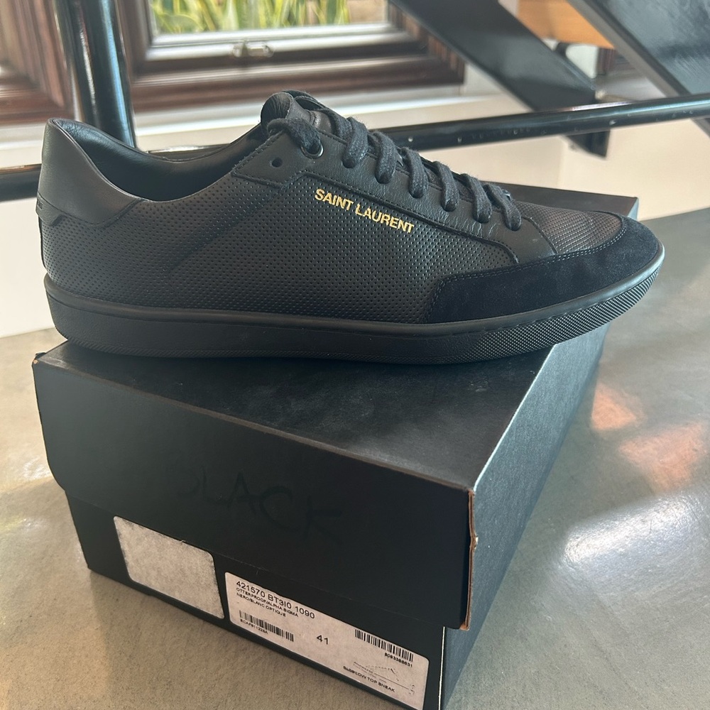 PERFECT CONDITION Yves Saint Laurent Black Perforated Leather Sneakers - Picture 8 of 8